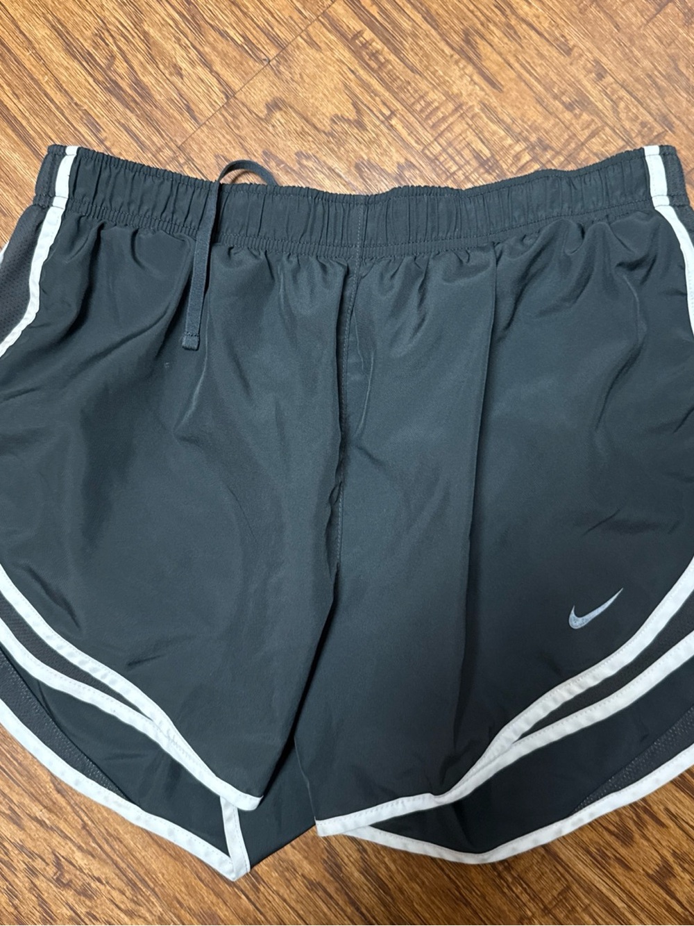 Nike Dark Gray Running Shorts with White Piping
